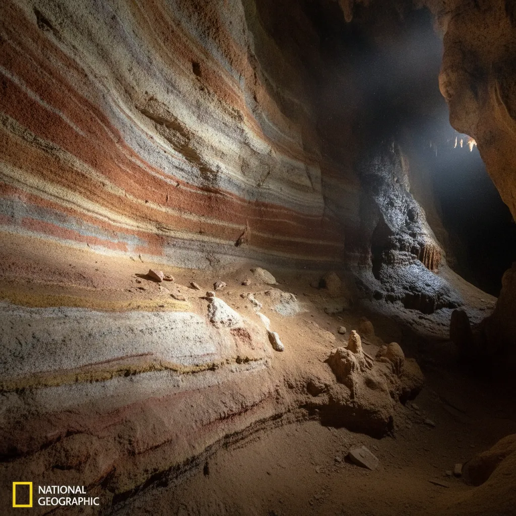 Inside Baishiya Karst Cave, showing towering stalagmites and stalactites illuminated by soft lights, creating a cathedral-like atmosphere.