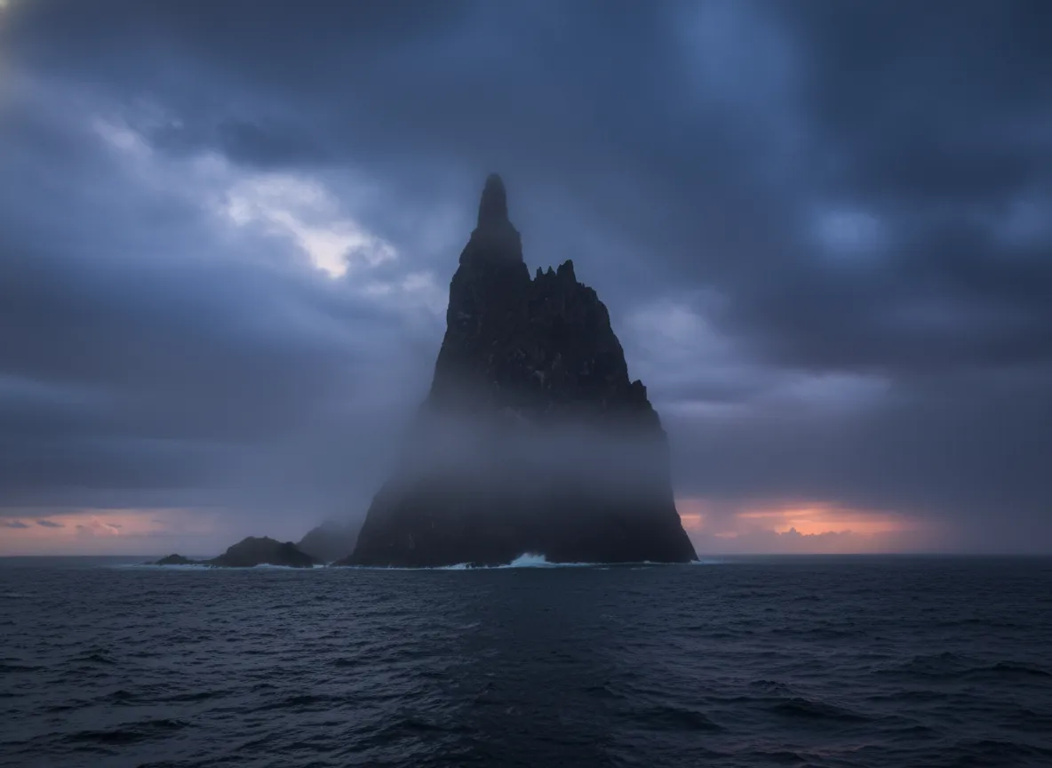 Diverse marine life visible through the clear waters surrounding Ball's Pyramid, with corals and fish.