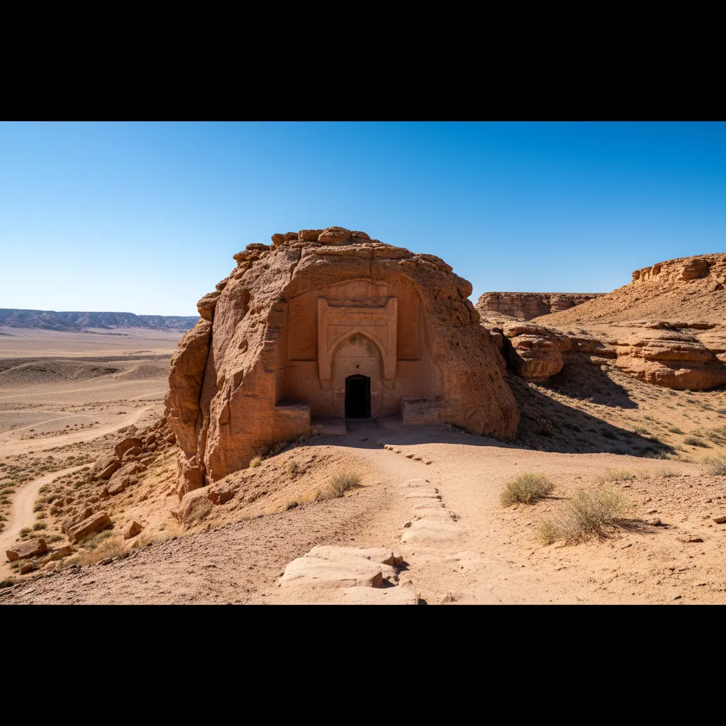 A sturdy 4x4 vehicle driving through the vast, arid landscape of Kazakhstan's Mangystau region