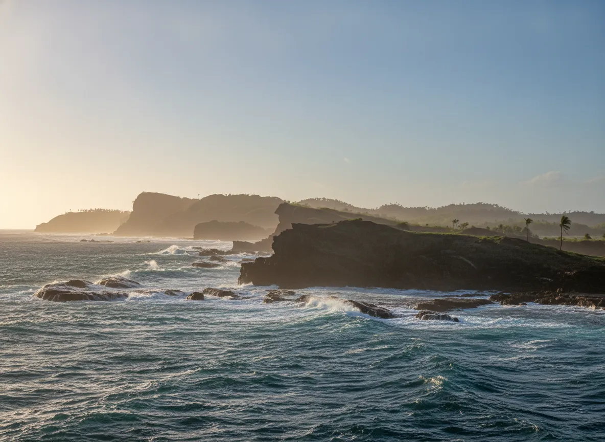 Panoramic view of Bel-at Rock Formation with multiple tidal pools reflecting the sky at Biri Rock Formations, Northern Samar, Philippines