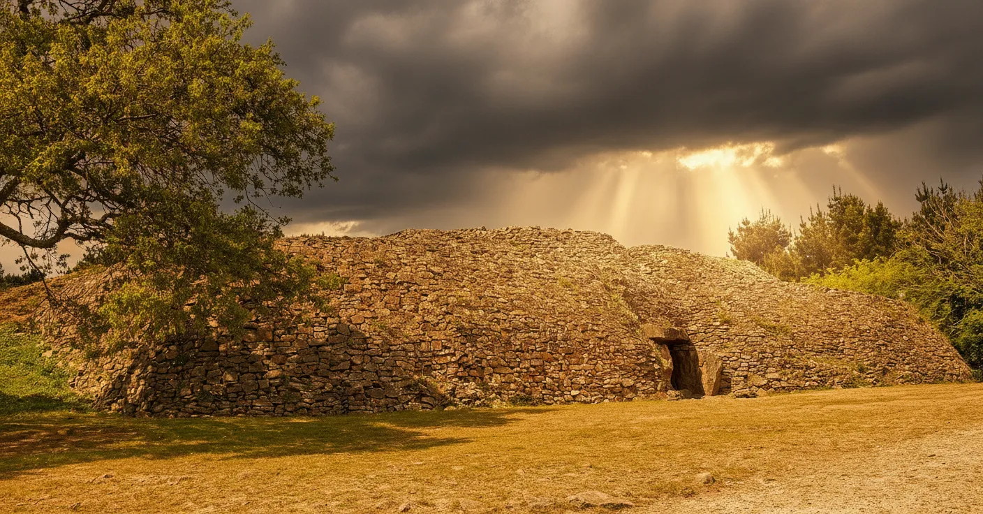 Step inside a Stone Age wonder adorned with intricate symbols that predate the pyramids, hidden on a tiny island off the coast of Brittany.