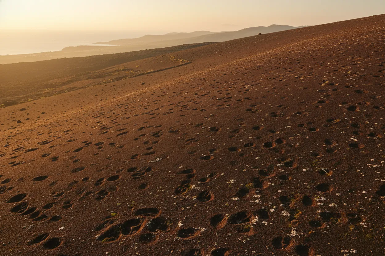 Walk alongside the perfectly preserved fossilized footprints of ancient humans and animals, fleeing a supervolcano eruption 350,000 years ago.