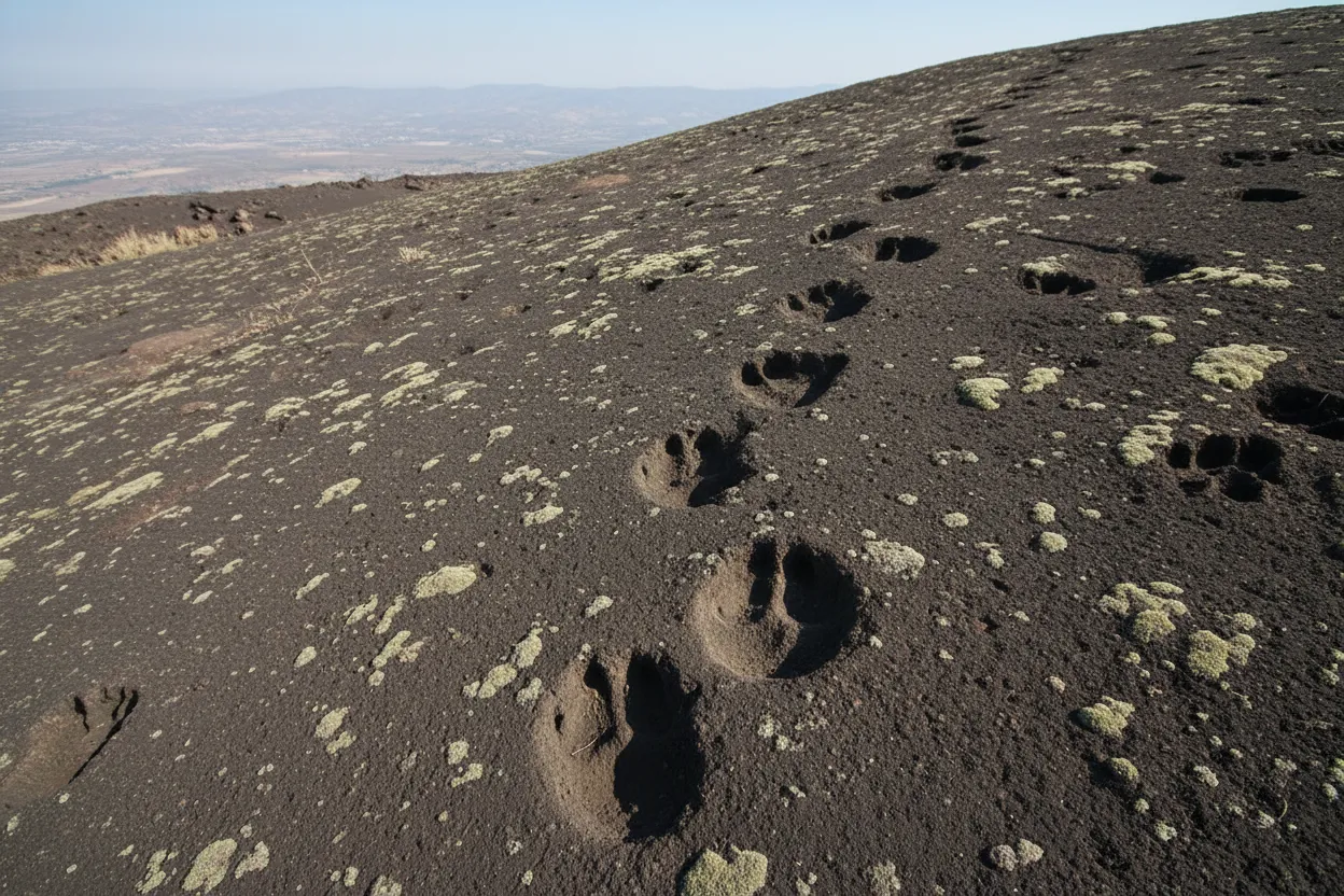 Perfectly preserved fossilized human footprints at Ciampate del Diavolo, Italy