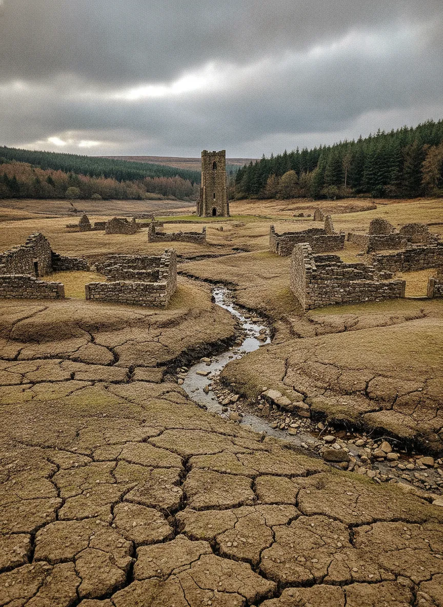 Panoramic view of Ladybower Reservoir with surrounding Peak District hills on a clear day.