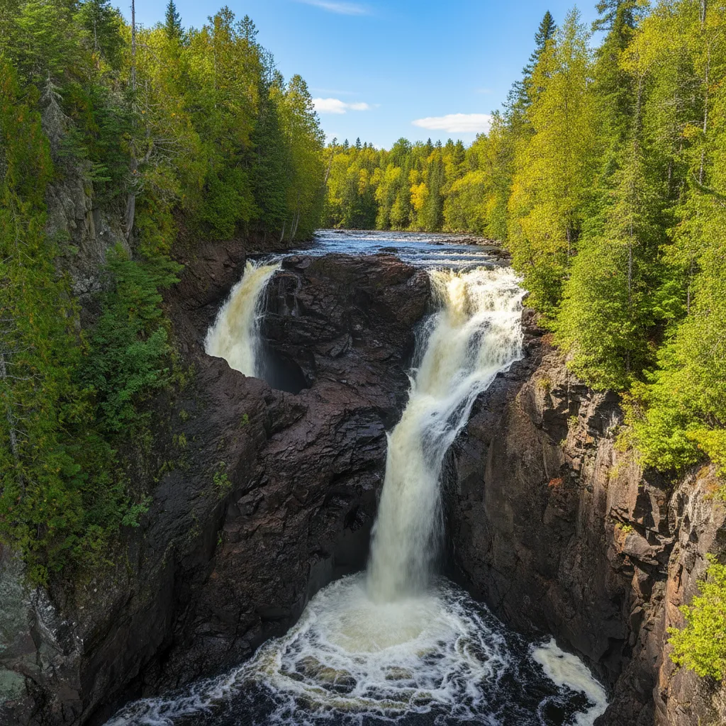 The powerful waterfall and mysterious pothole at Devil's Kettle in Minnesota