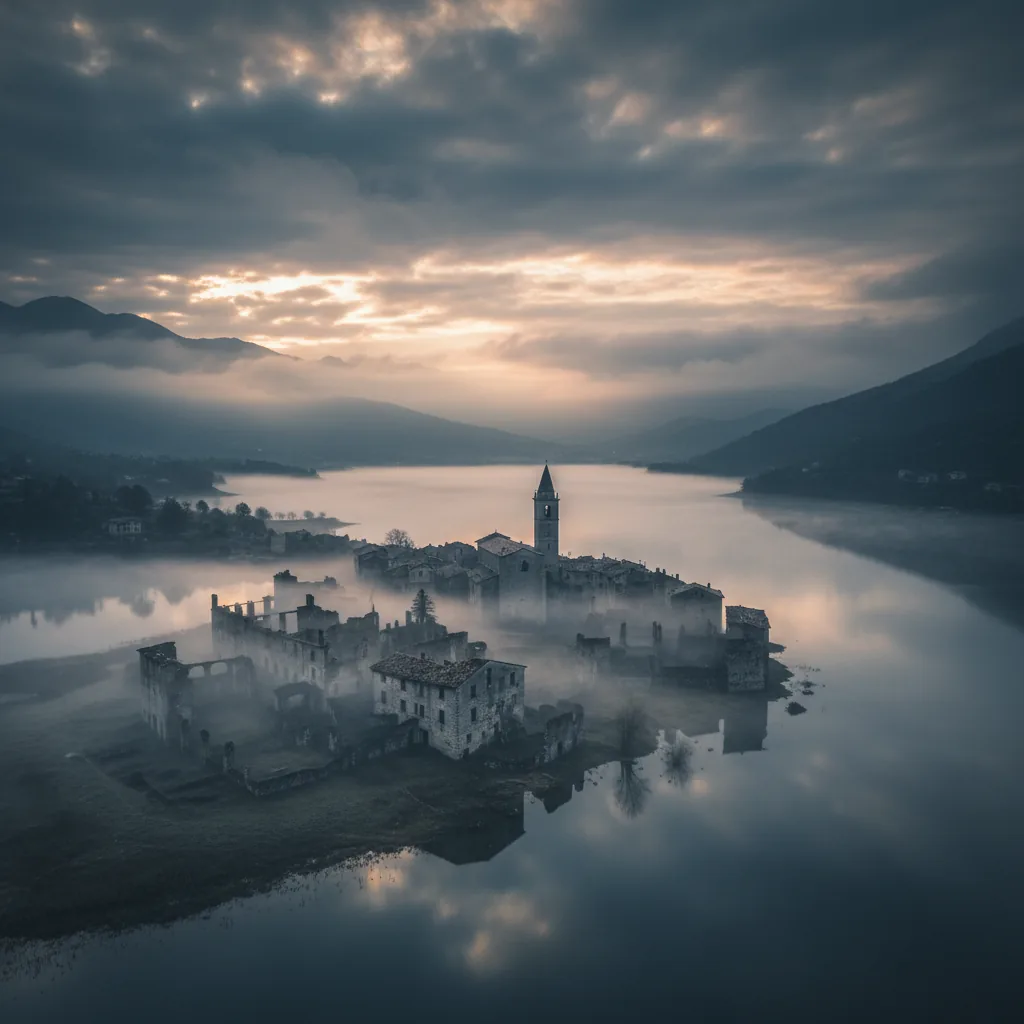 Scenic view of Lake Vagli and the surrounding Apuan Alps, with the village submerged, emphasizing the natural beauty of the area