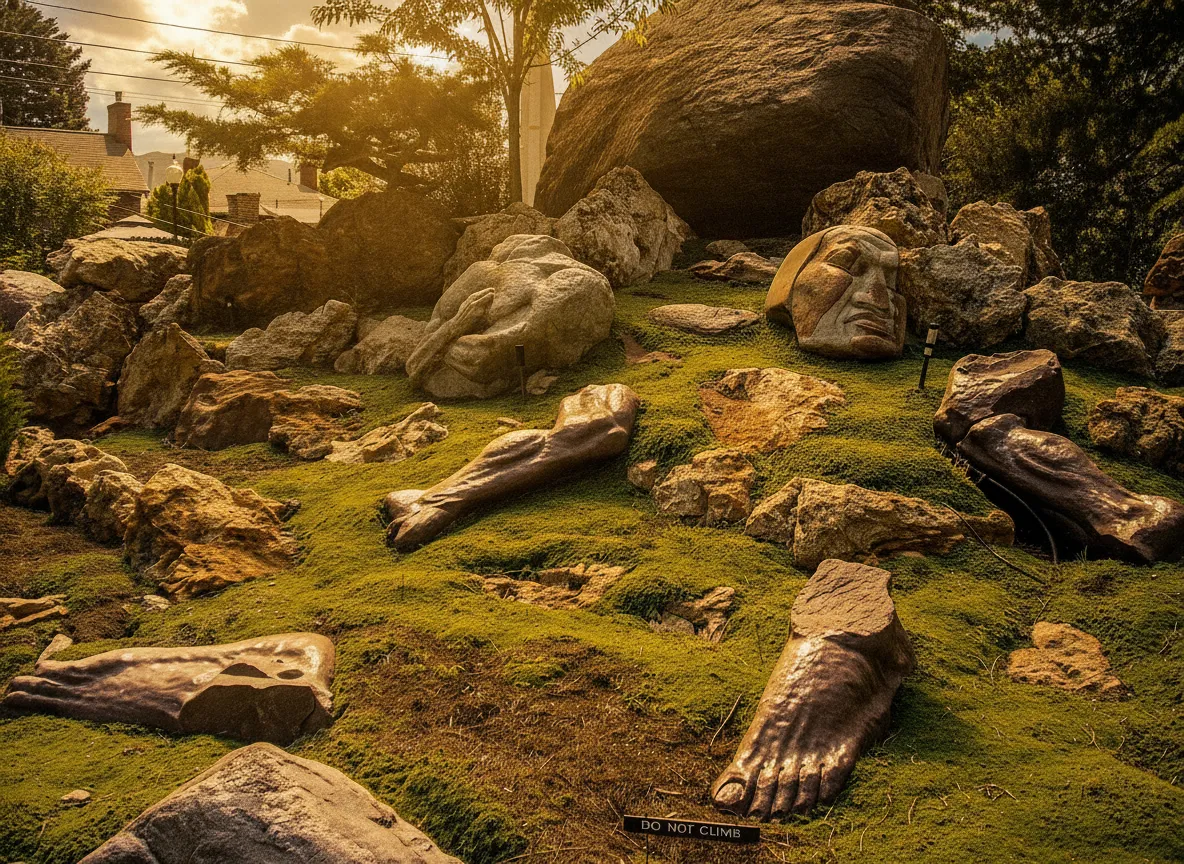 In a quiet Salt Lake City neighborhood, a hidden garden populated by 12 stone sphinxes—each bearing the bald head of a biblical prophet—awaits discovery.