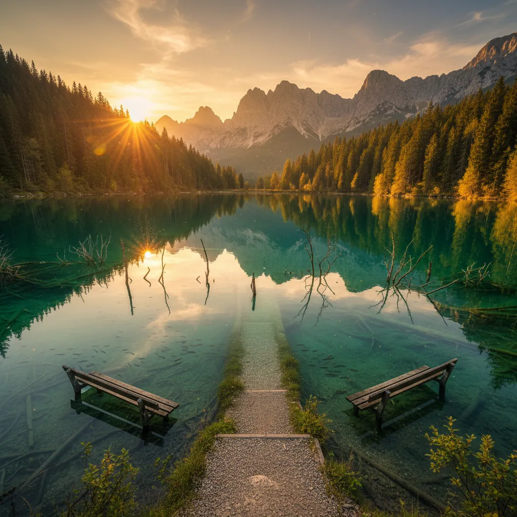 A tranquil Austrian park with benches, footpaths, and trees completely disappears underwater for several months each year, transforming into one of the world's most surreal dive sites.