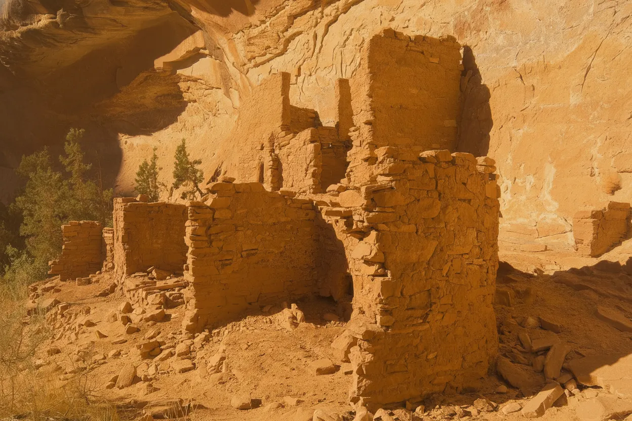 Intricate pictographs and petroglyphs on a sandstone wall in Grand Gulch, depicting ancient Ancestral Puebloan art