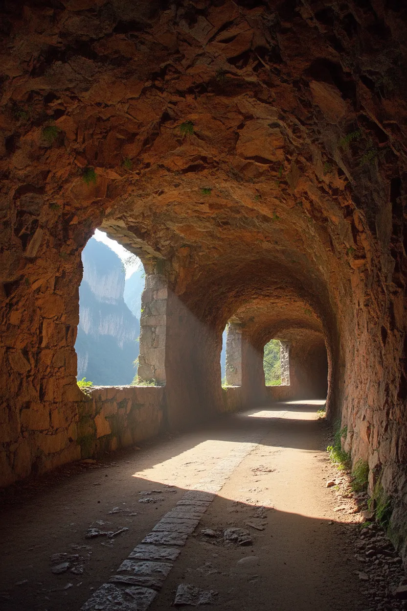 Traditional stone houses of Guoliang village nestled in the Taihang Mountains