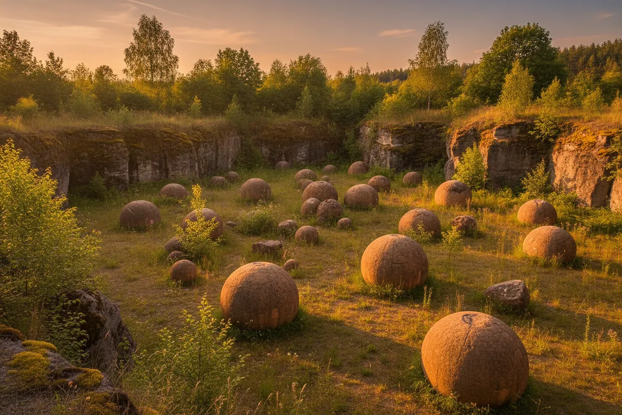 Discover a bizarre, abandoned quarry in the Czech Republic where nature herself sculpted perfectly spherical stone balls, some over a meter wide.