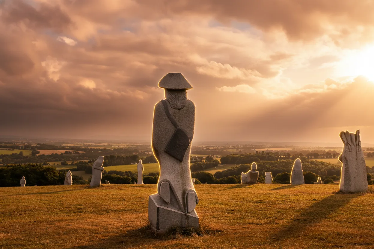 Hundreds of colossal granite statues of forgotten Breton saints are slowly emerging from the landscape, creating a modern-day Easter Island in France.