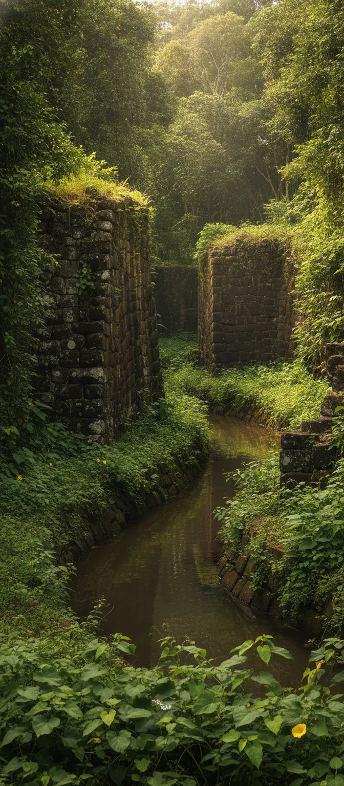 Panoramic view of Kosrae's lush green mountains meeting the clear blue Pacific Ocean.