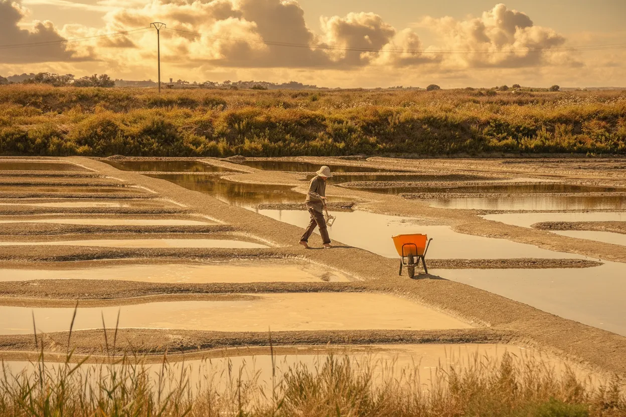 Imagine a landscape meticulously sculpted by a thousand years of human ingenuity, where the ocean's bounty is transformed into glittering white gold by the hands of traditional salt workers.