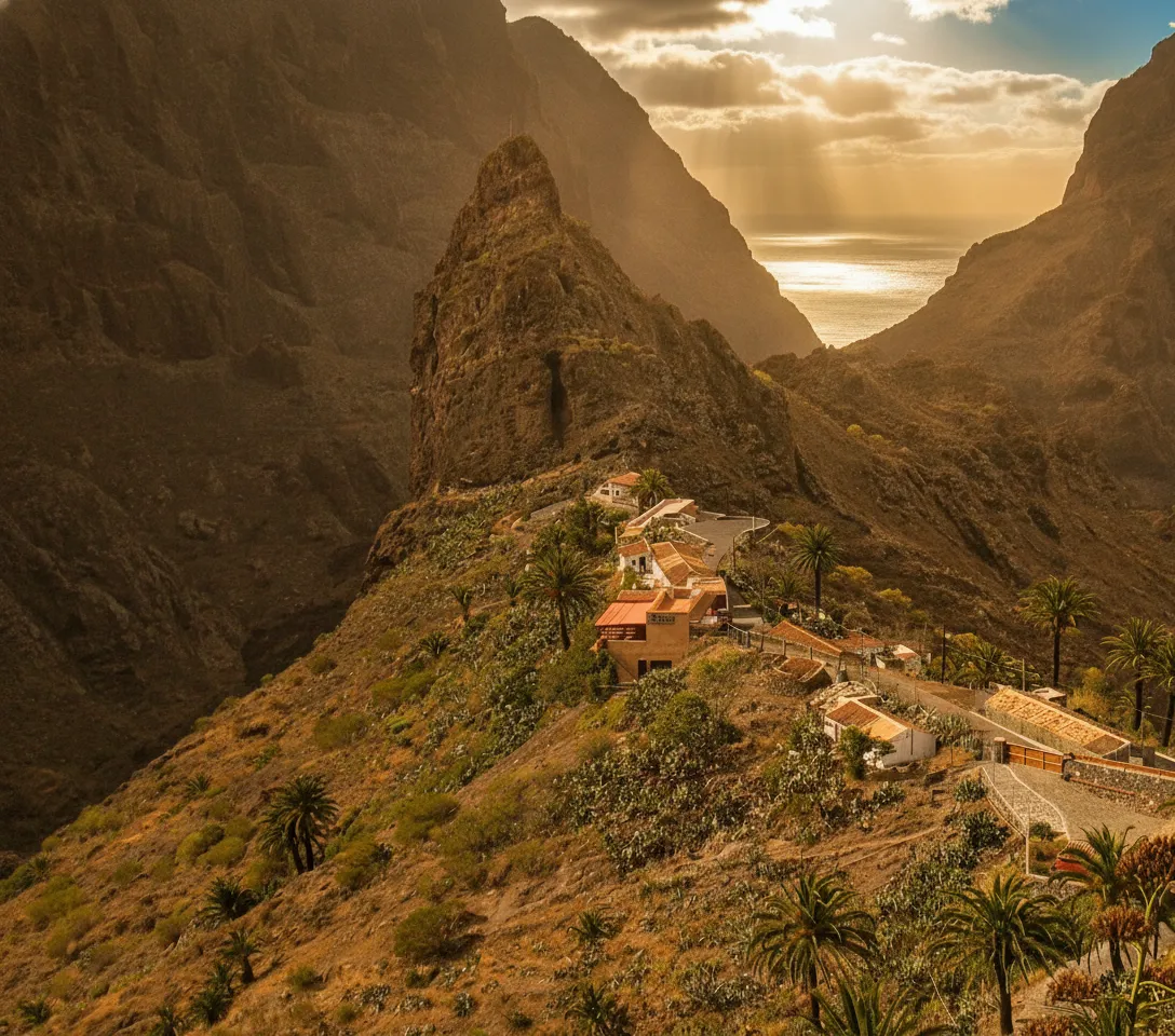 Imagine a tiny village clinging precariously to the edge of a jagged volcanic cliff, hidden deep within a dramatic ravine, where the journey there is as breathtaking as the destination itself.