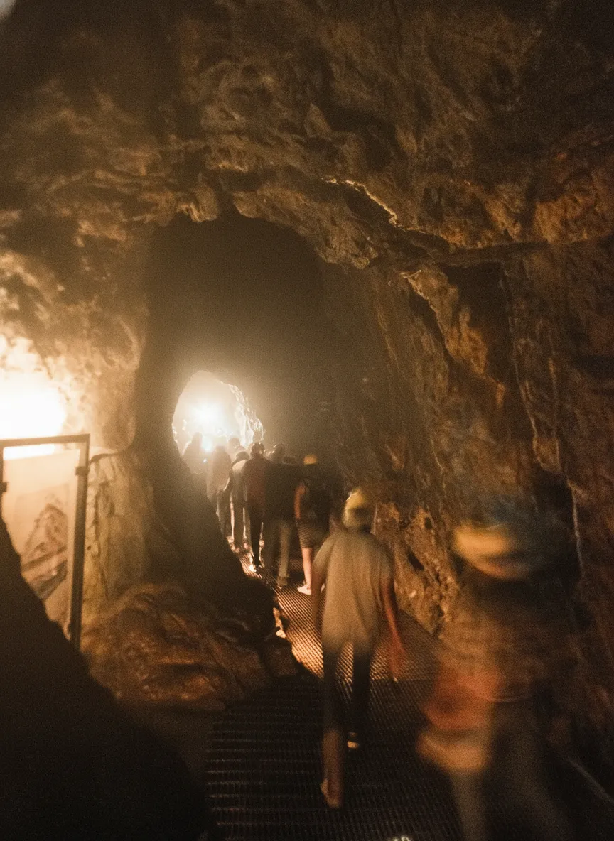 Vibrant lights and dancing crowd inside the underground disco at Mina El Edén