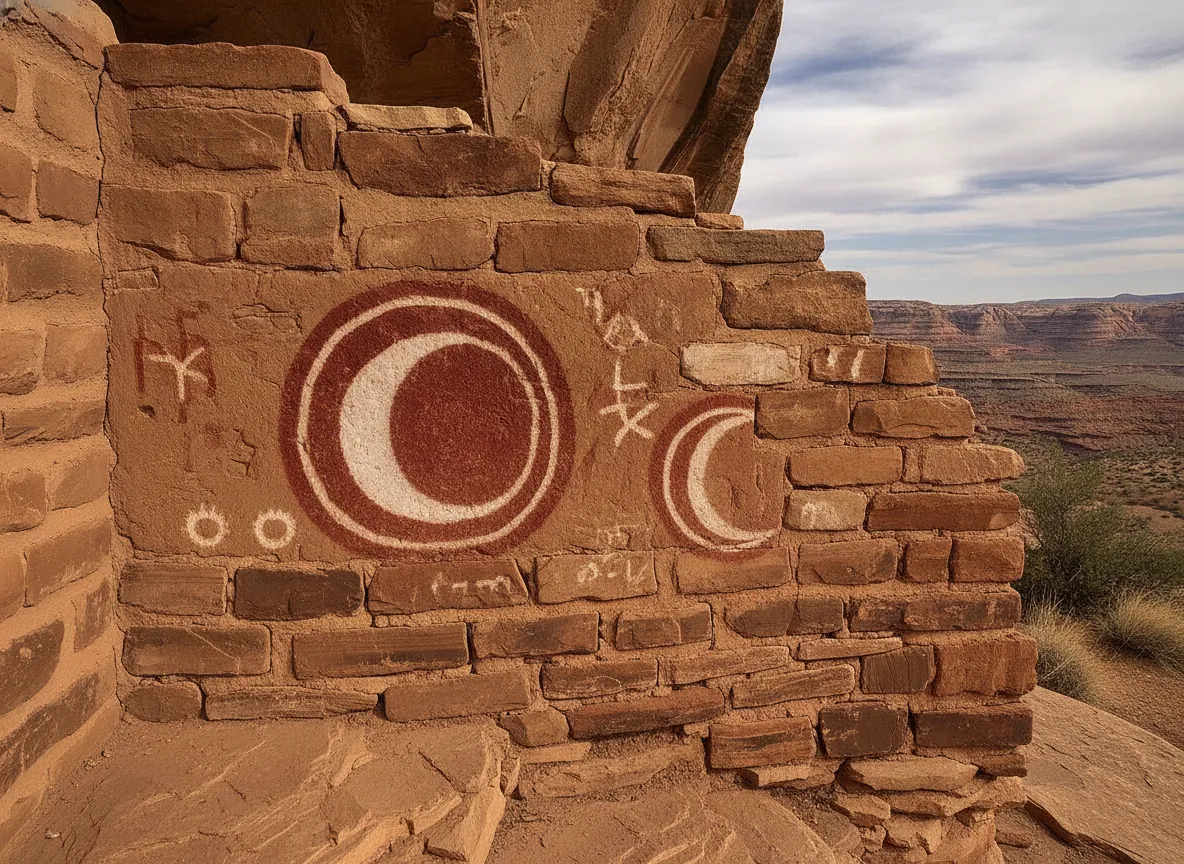 Intricate Ancestral Puebloan masonry and kiva at Moon House Ruin, Utah.