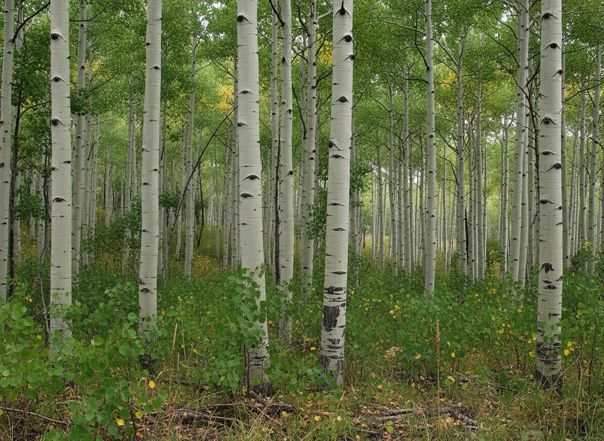 Aerial view of Pando, The Trembling Giant, showcasing its vast clonal colony of aspen trees in Fishlake National Forest.