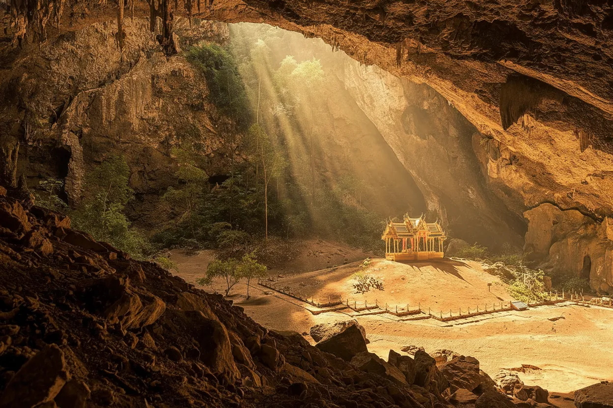 Hikers on the steep, scenic trail leading to Phraya Nakhon Cave in Khao Sam Roi Yot National Park