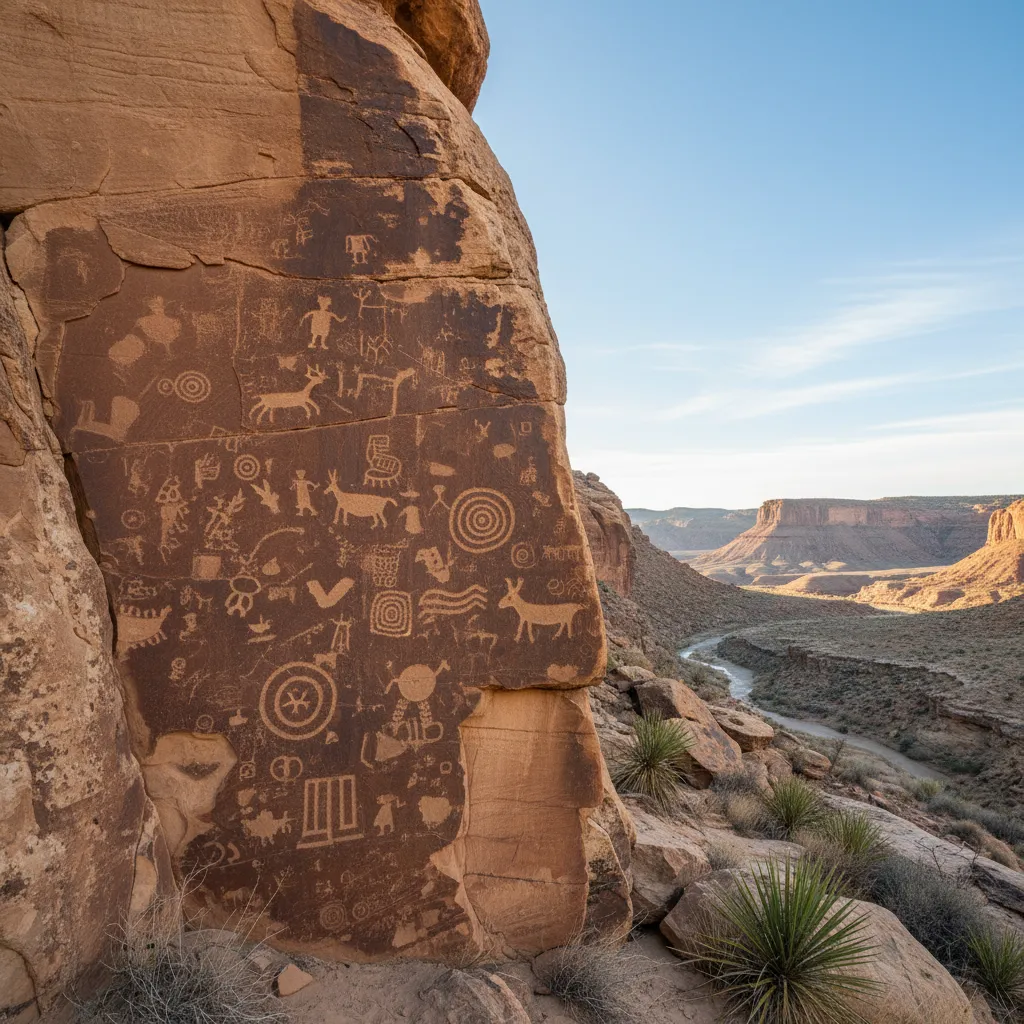A hiker standing beside the Purgatoire River in Picketwire Canyonlands with canyon walls in the background