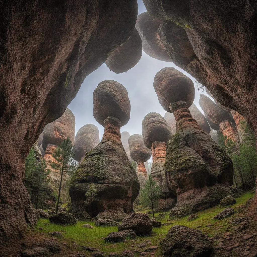 Close-up of a perfectly balanced rock formation in Piedras Encimadas, showcasing the geological wonder