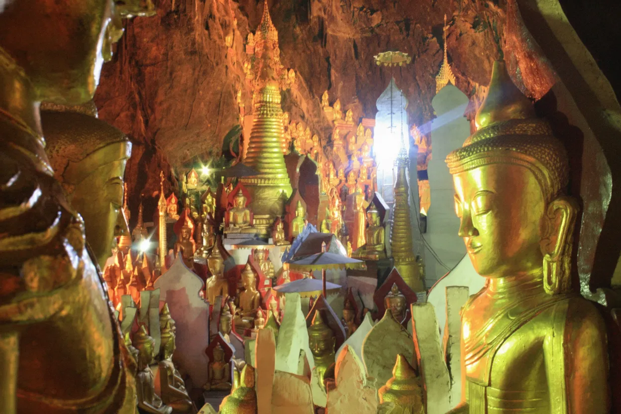 Thousands of Buddha statues inside Pindaya Caves, Myanmar
