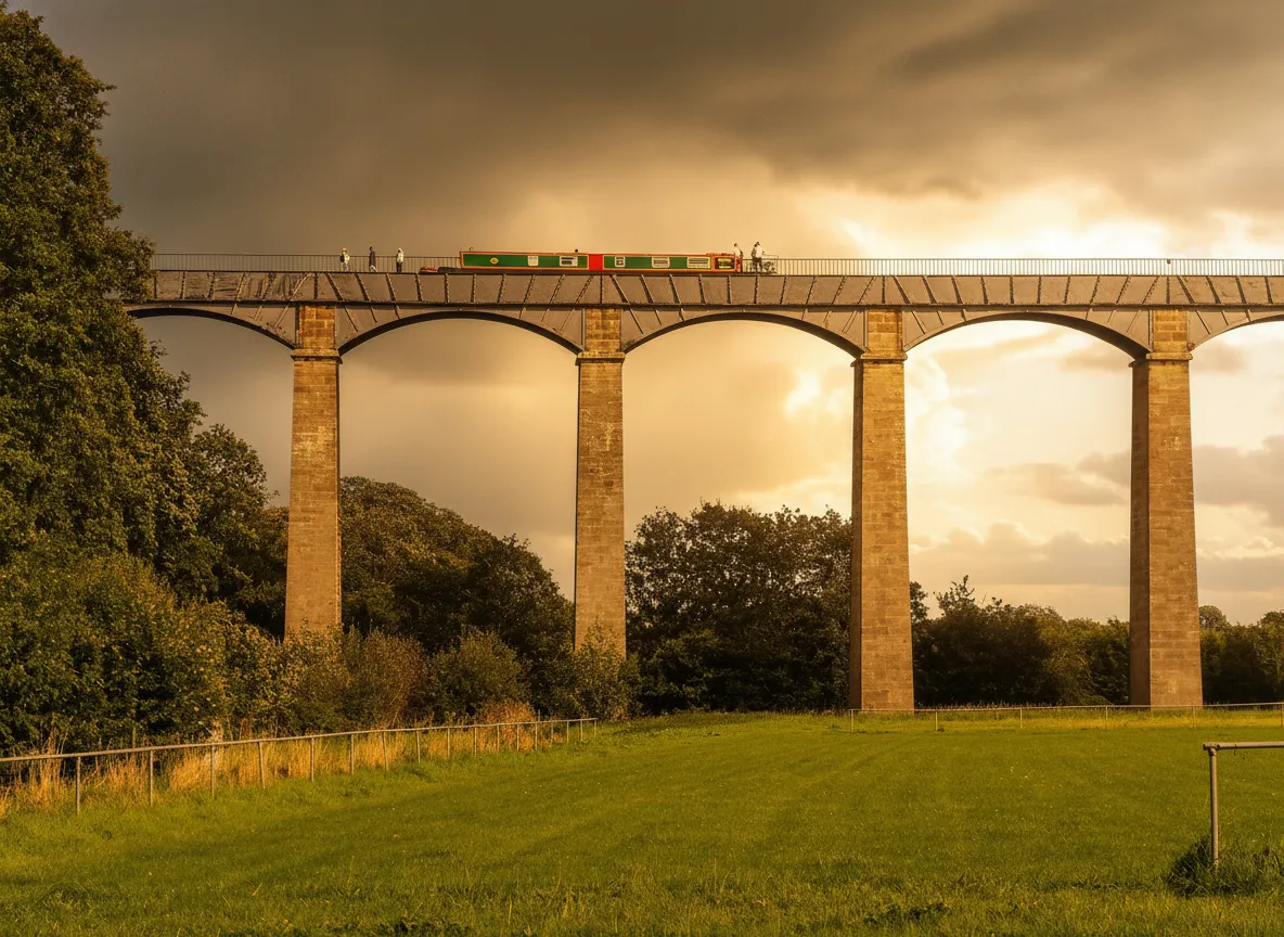 Imagine sailing a narrowboat across a vast valley, hundreds of feet in the air, on a gravity-defying 