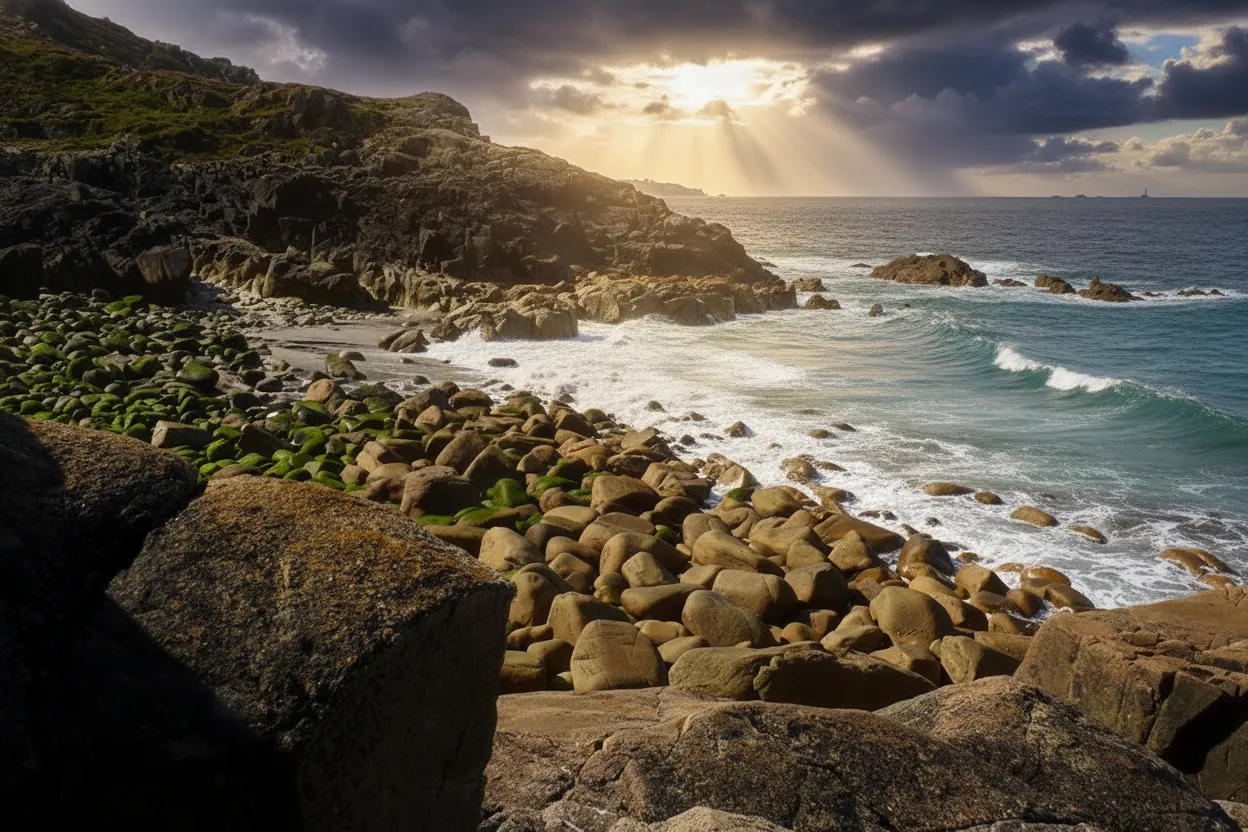 Walk along a remote Cornish cove where the beach is mysteriously strewn with perfectly rounded 'dinosaur eggs' — but they aren't from any creature you know.