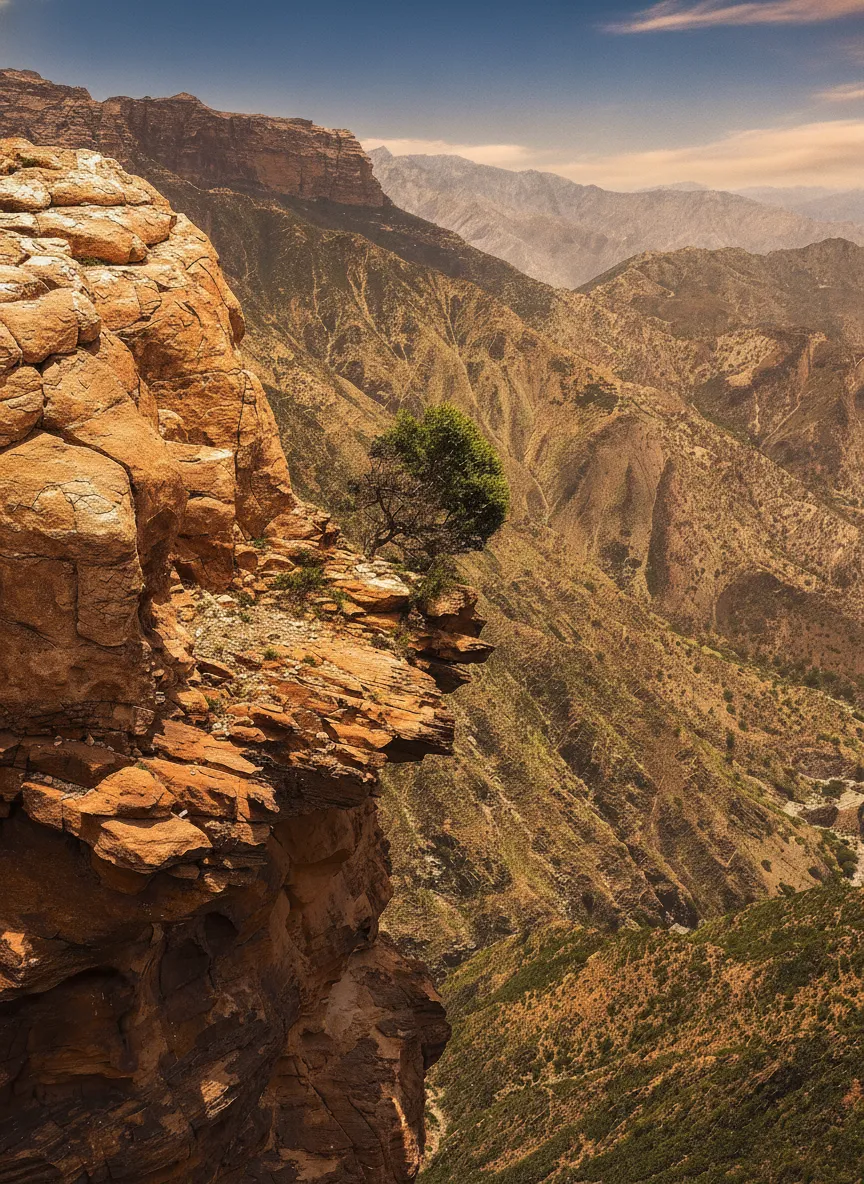 View of the ancient Qohaito dam structure with the vast Eritrean plateau in the background.