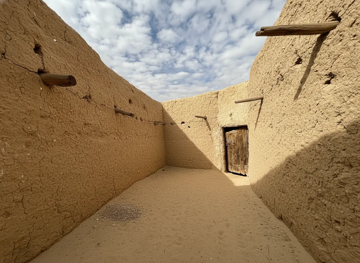 Panoramic view of the crumbling Shali Fortress in Siwa Oasis at sunset, showing its unique mud-brick and salt architecture dissolving into organic shapes.