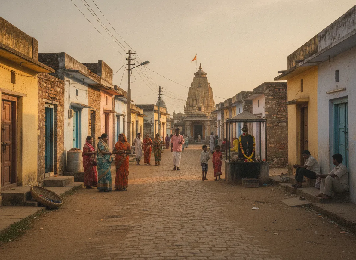 A devotee pouring oil on the idol of Lord Shani at the open-air temple in Shani Shingnapur.