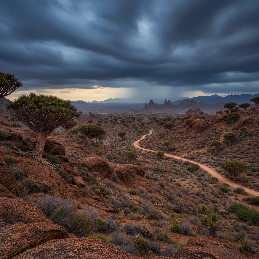 Towering white sand dunes meeting the turquoise waters of the Arabian Sea at Arher Beach on Socotra Island, with a clear blue sky.