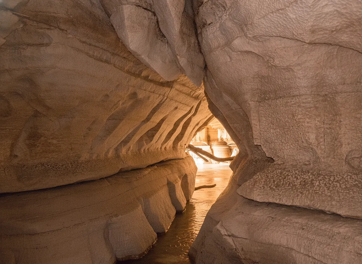 Landscape view of the Weyib River entering the Sof Omar Caves system