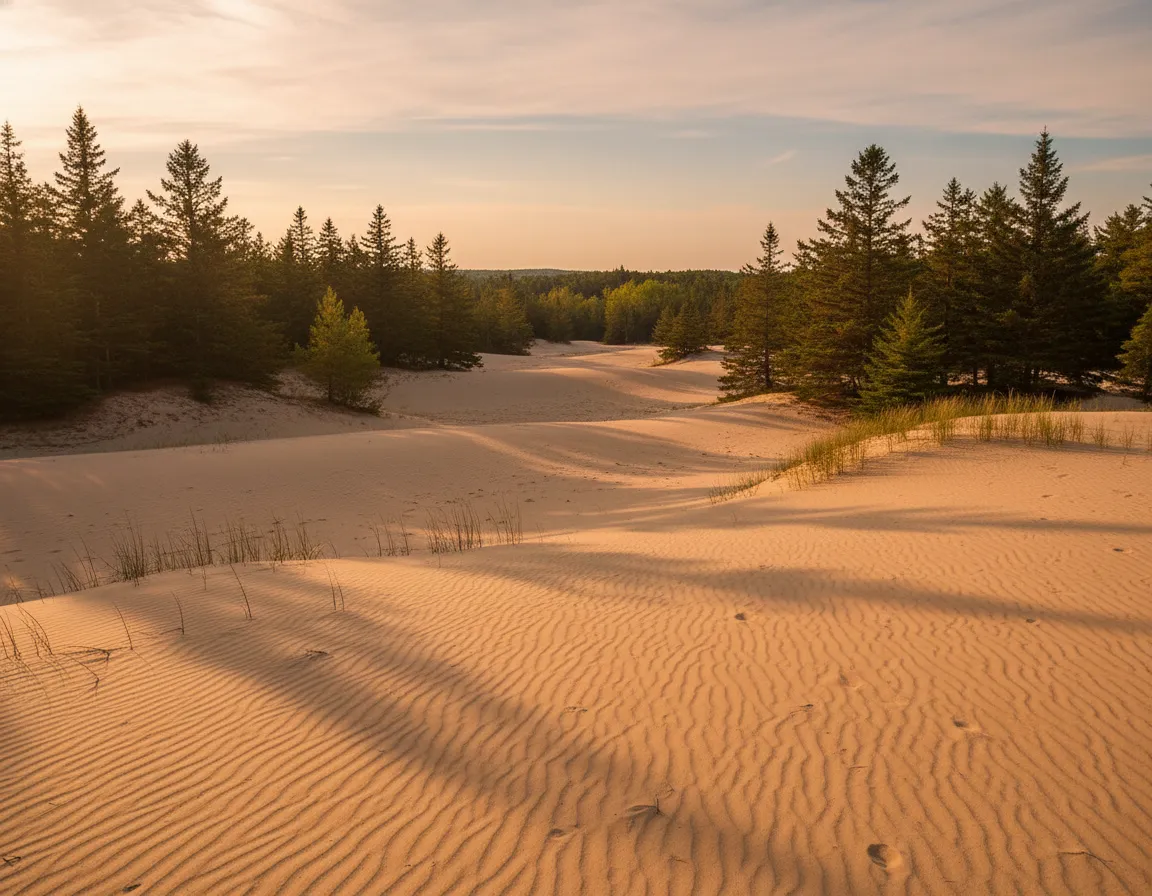 Imagine a genuine desert, complete with shifting sand dunes, inexplicably existing in the lush, forested landscape of coastal Maine.