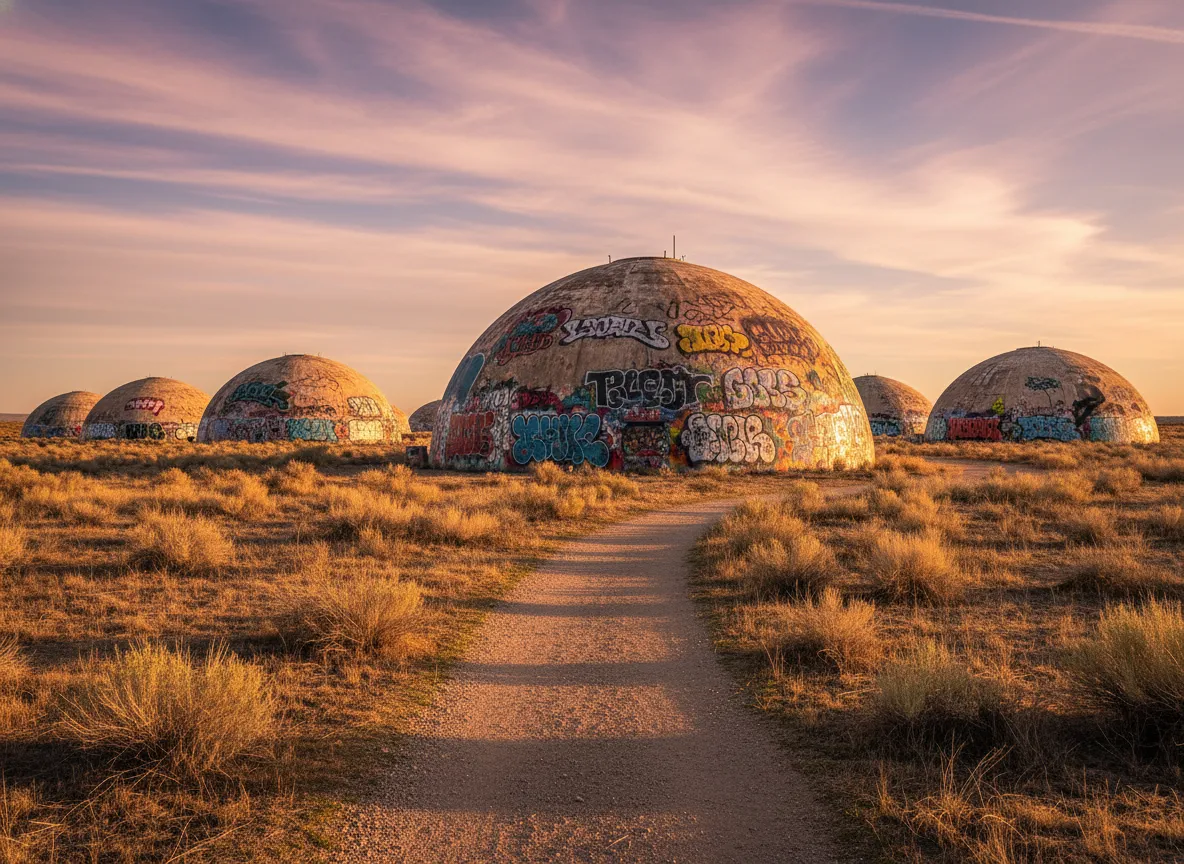 Deep in the Arizona desert, a cluster of enormous, futuristic concrete domes rise from the scrubland like alien spacecraft, abandoned and enigmatic.