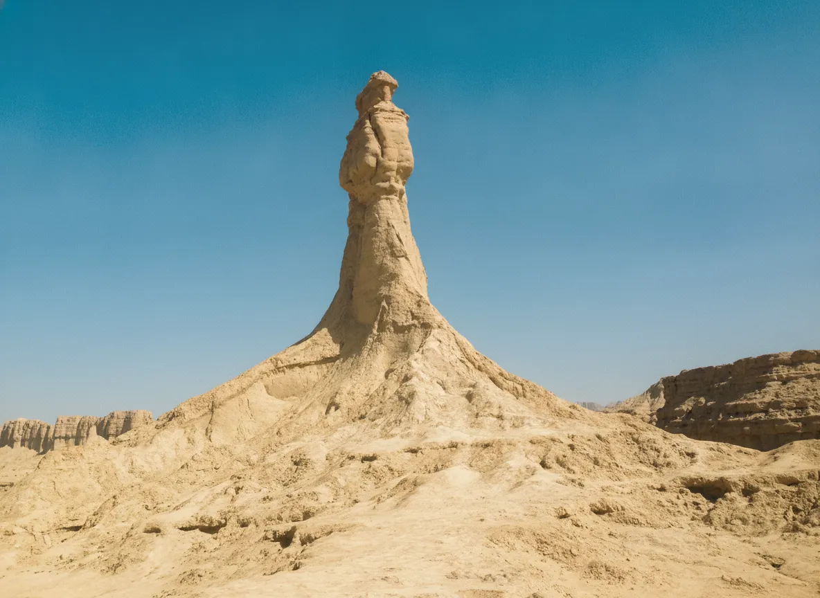 The Princess of Hope rock formation in Hingol National Park, Balochistan, resembling a regal woman.