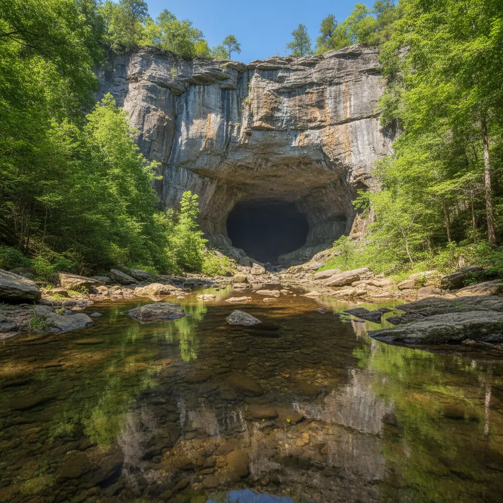 Hikers crossing a stream on the trail leading to the Walls of Jericho