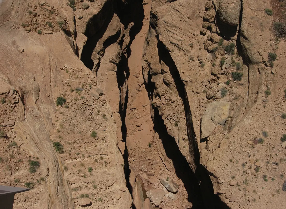 A person standing on the floor of the White Canyon, surrounded by towering, smooth, undulating white chalkstone walls, reflecting intense desert light.