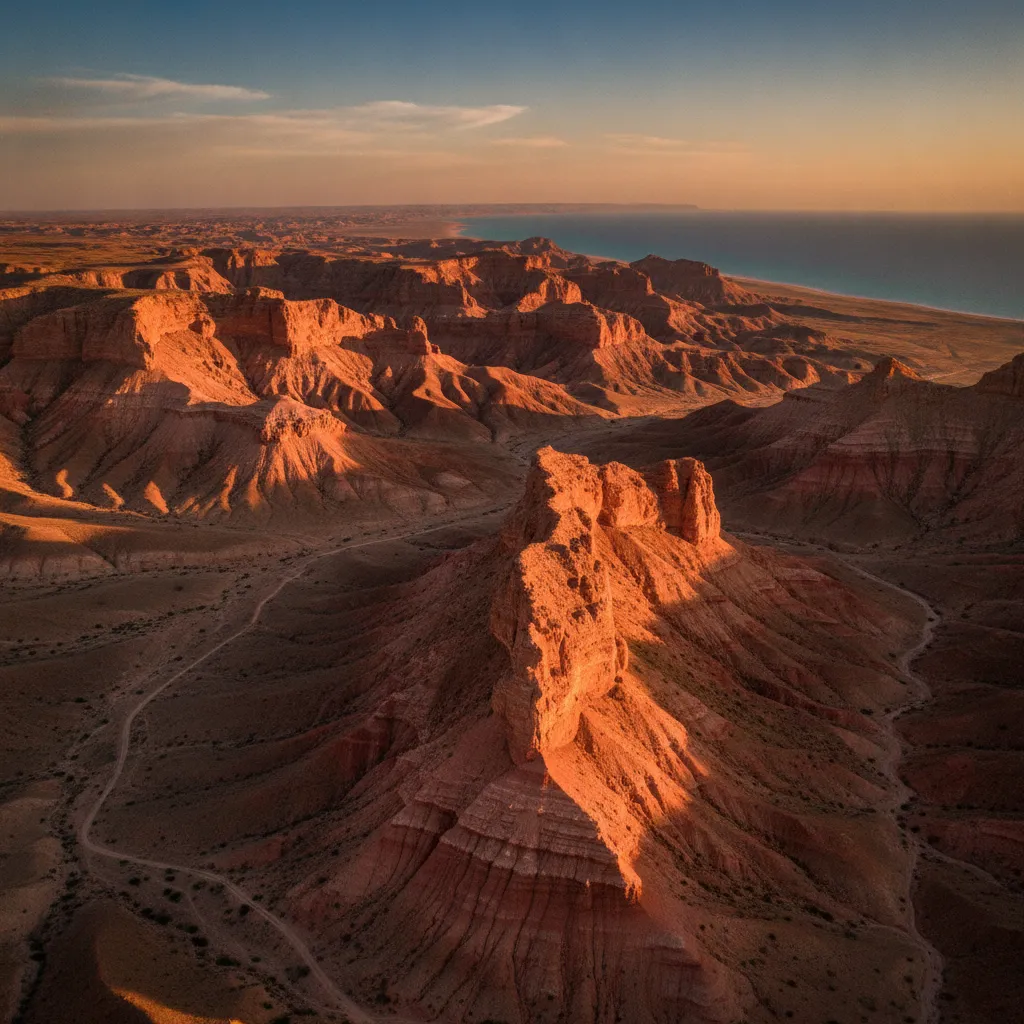 Witness a colossal, otherworldly canyon where ancient oceans have painted a psychedelic landscape of crimson, pink, and gold.