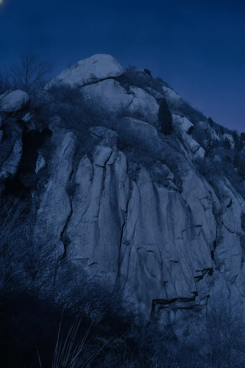 A winding path leading through the lush forest towards a cluster of ancient pagodas on the 'Silver Mountain' at Yinshan.