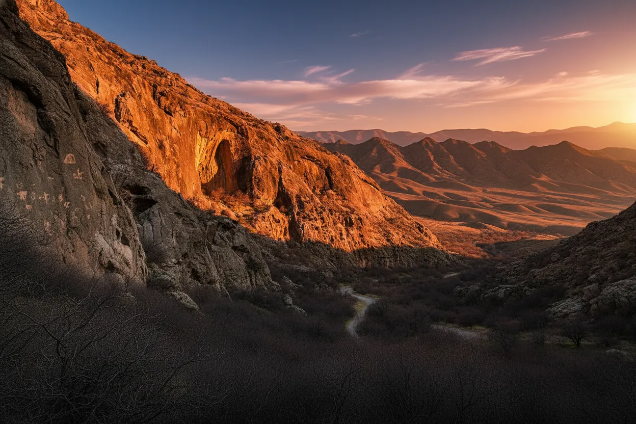 Deep in Uzbekistan's remote Kugitang Mountains, a sacred cave holds thousands of ancient rock carvings, some of which seem to depict mysterious creatures eerily similar to dinosaurs.